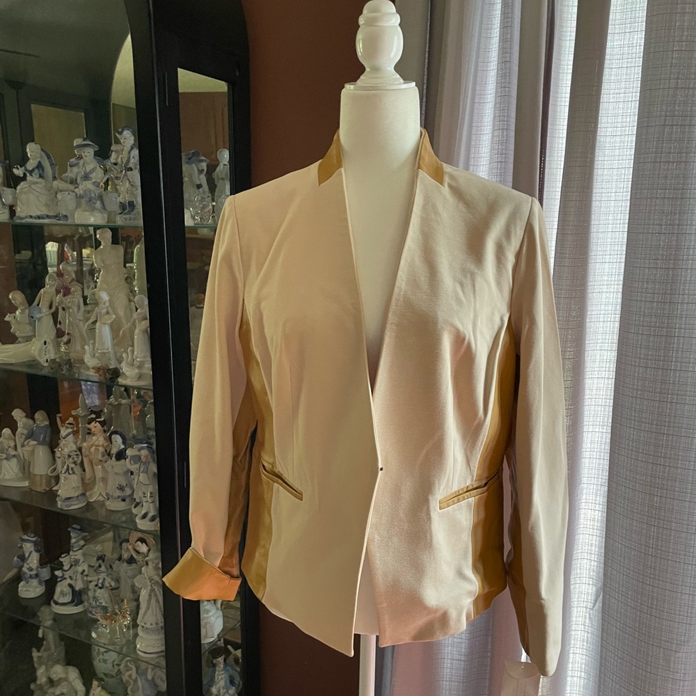 NWT Hal Rubenstein blazer jacket with leather trim
